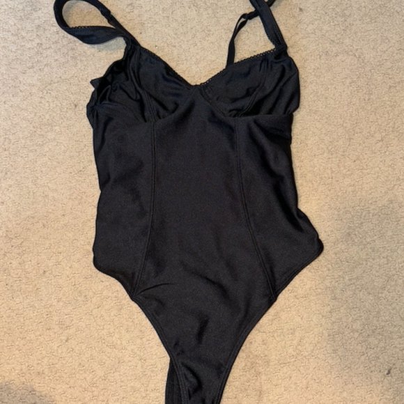 UO Out From Under Black Silk Bodysuit - Picture 1 of 5